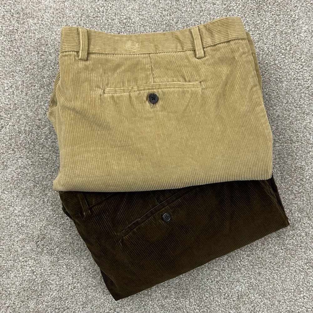 2- Lands End Men's Size 46 Cuffed Tailored Fit‎ Corduroy Pants Thick Stretch